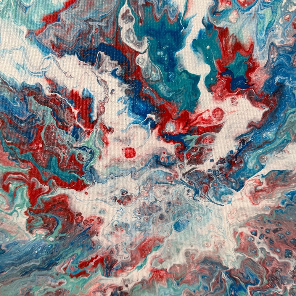 Abstract Blue and Red Canvas Art - Picture 2 of 5